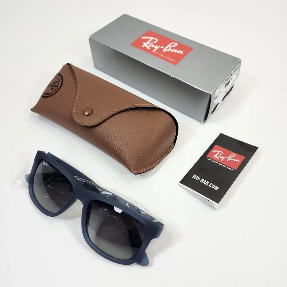 Ray-Ban Sunglasses Justin RB4165 6813/11 Rubber Blue Gradient Gray 54mm NEW